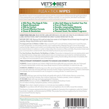 Vet’s Best Flea + Tick Dog & Cat Wipes, 50 count